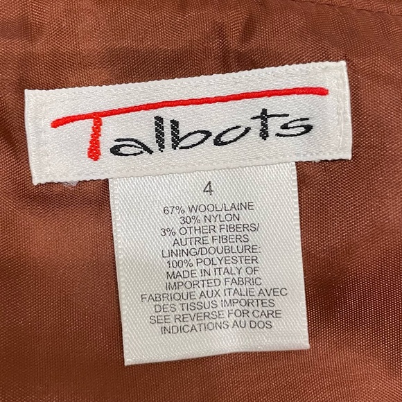 TALBOTS Wool-Blend Plaid Skirt with Side Zipper Size 4 Lined Classic Colours - Picture 2 of 7